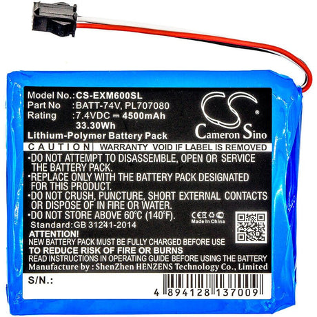 7.4V, Li-Polymer, 4500mAh, Equipment battery fits Extech, Batt-74v, MS6000, Ms6000 Oscilloscopes, 33.3Wh Equipment, Survey, Test Cameron Sino Technology Limited