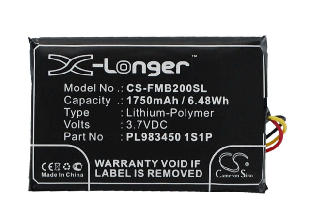 3.7V, Li-Polymer, 1750mAh, GPS battery fits Falcom, Pl983450 1s1p, Mambo 2, 6.48Wh GPS, Navigator Cameron Sino Technology Limited