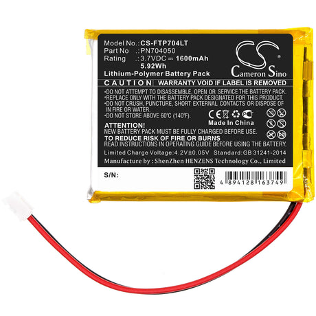 3.7V, Li-Polymer, 1600mAh, Led Desk Lamp battery fits Fatboy, Pn704050, Edison The Petit, Led Table Lamp Edison, 5.92Wh Portable Led Desk Lamp Cameron Sino Technology Limited