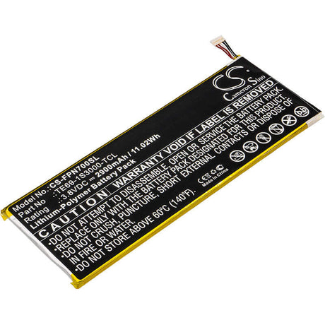 3.8V, Li-Polymer, 2900mAh, Tablet battery fits Fisherprice, Te69-1s3000-tcl, Nabi 7, Nbfp07mkg, 11.02Wh Tablet Cameron Sino Technology Limited (Suspended)