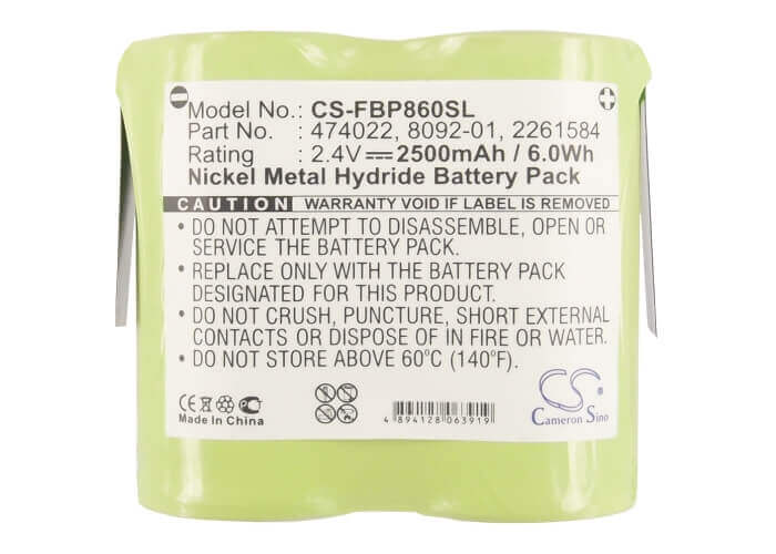 2.4V, Ni-MH, 2500mAh, Equipment battery fits Fluke, 2261584, 8010, 8010a, 6Wh Equipment, Survey, Test Cameron Sino Technology Limited