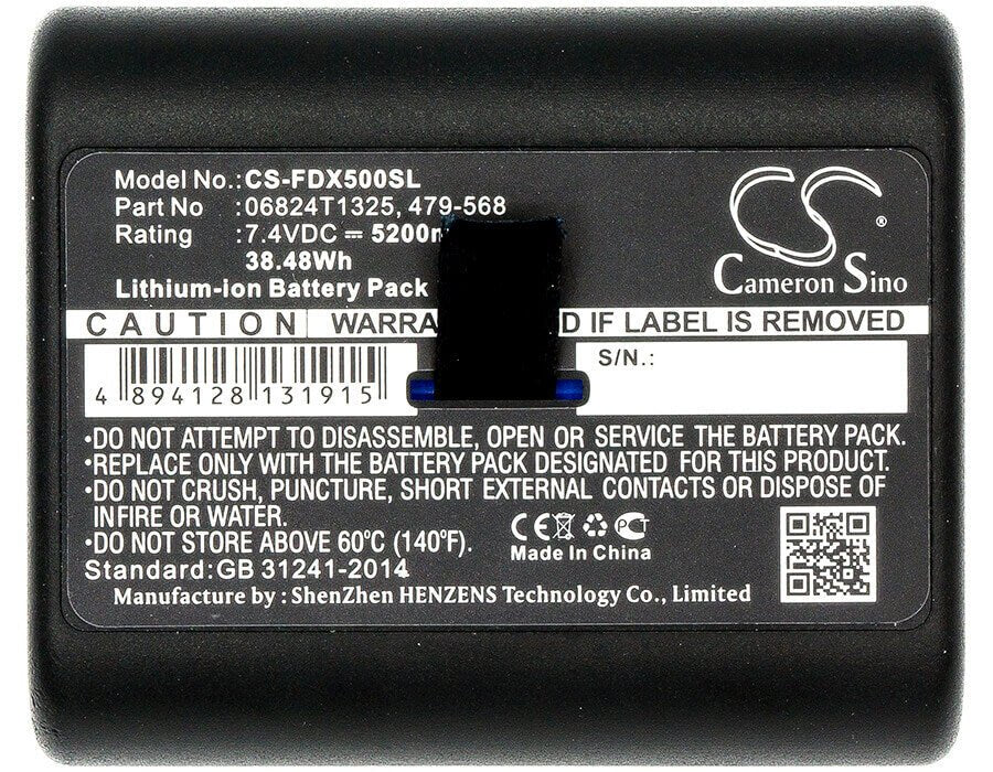 7.4V, Li-ion, 5200mAh, Equipment battery fits Netscout, Fluke, 06824t1325, DSX Versiv, Dsx-5000 Cableanalyzer, 38.48Wh Equipment, Survey, Test Cameron Sino Technology Limited