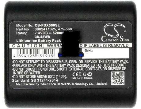 7.4V, Li-ion, 5200mAh, Equipment battery fits Netscout, Fluke, 06824t1325, DSX Versiv, Dsx-5000 Cableanalyzer, 38.48Wh Equipment, Survey, Test Cameron Sino Technology Limited