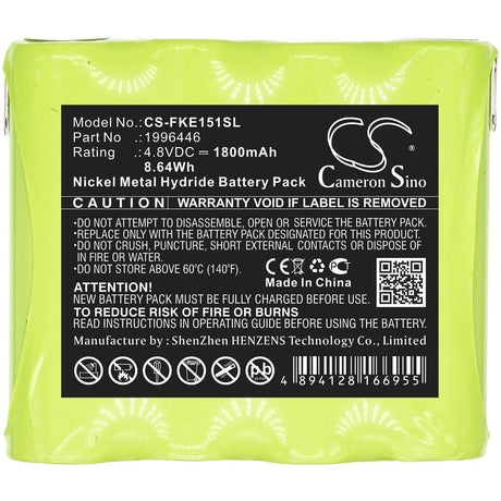4.8V, Ni-MH, 1800mAh, Equipment battery fits Fluke, 1996446, E1515W, 8.64Wh Equipment, Survey, Test Cameron Sino Technology Limited