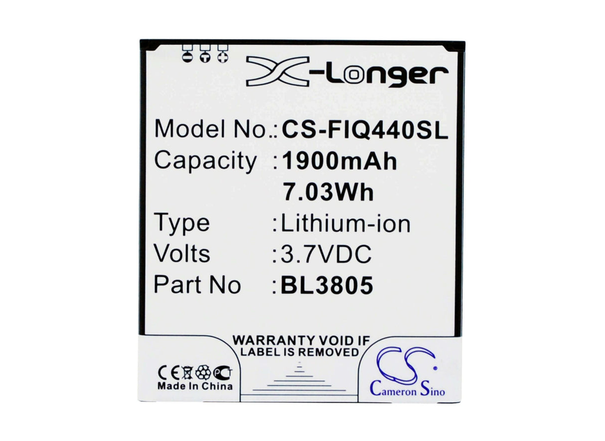 Battery For Fly Iq4402 Era Style 1, Iq4404 Spark 3.7v, 1900mah - 7.03wh Batteries for Electronics Cameron Sino Technology Limited (Suspended)   