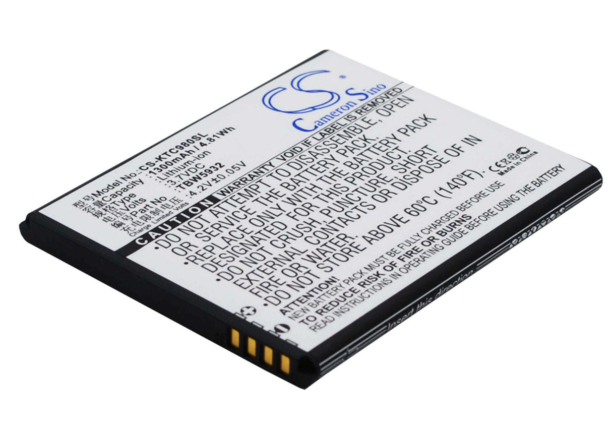 3.7V, Li-ion, 1300mAh, SmartPhone battery fits Fly, K-touch, Bl5203, Iq442, Quad Miracle 2, 4.81Wh Mobile, SmartPhone Cameron Sino Technology Limited (Smartphone)