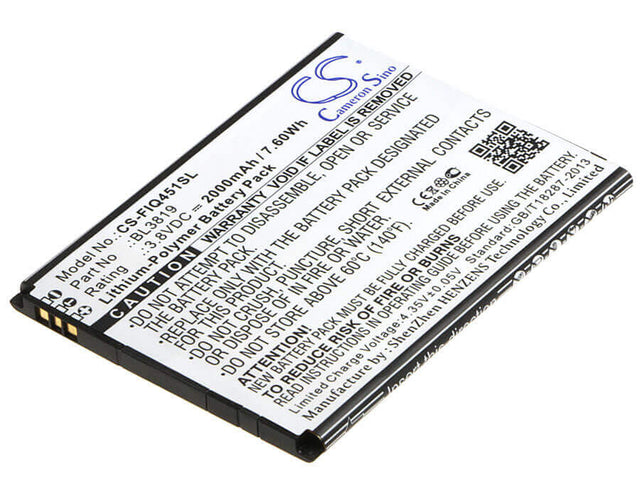 3.8V, Li-Polymer, 1800mAh, SmartPhone battery fits Fly, Bl3819, Iq4514, Iq4514 Quad Evo Tech 4, 6.84Wh Mobile, SmartPhone Cameron Sino Technology Limited (Smartphone)