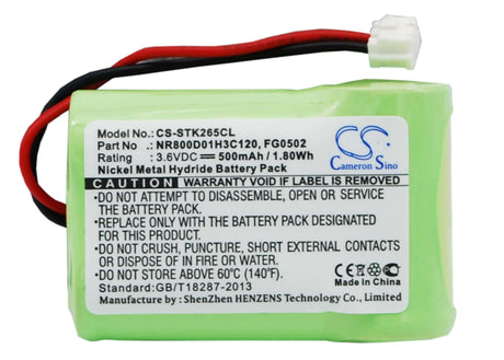 3.6V, Ni-MH, 500mAh, Cordless Phone battery fits France Telecom, Fg0502, Amarys 265, Amarys 265sf, 1.8Wh Cordless Phone Cameron Sino Technology Limited (Cordless Phone)