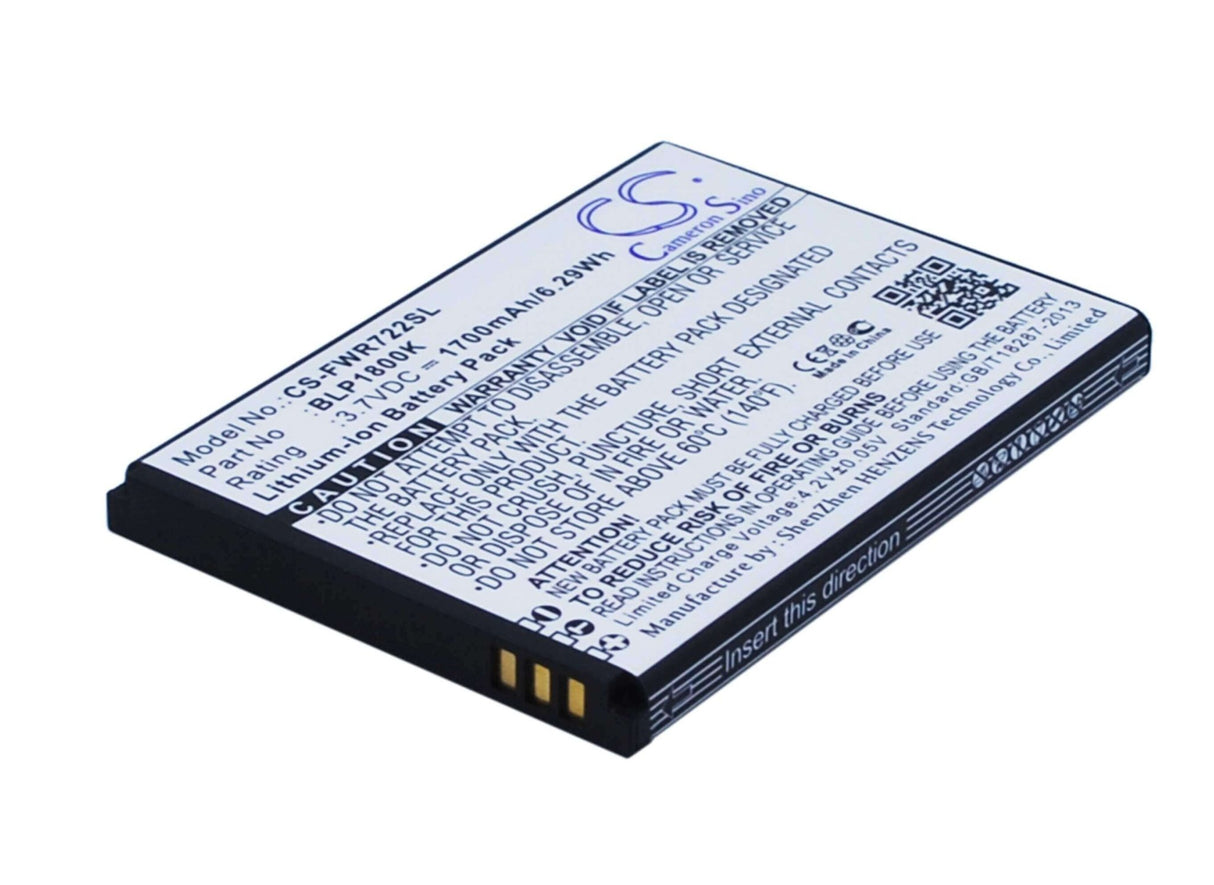 3.7V, Li-ion, 1700mAh, Hotspot battery fits Franklin Wireless, Blp1800k, R722, R774, 6.29Wh Hotspot Cameron Sino Technology Limited