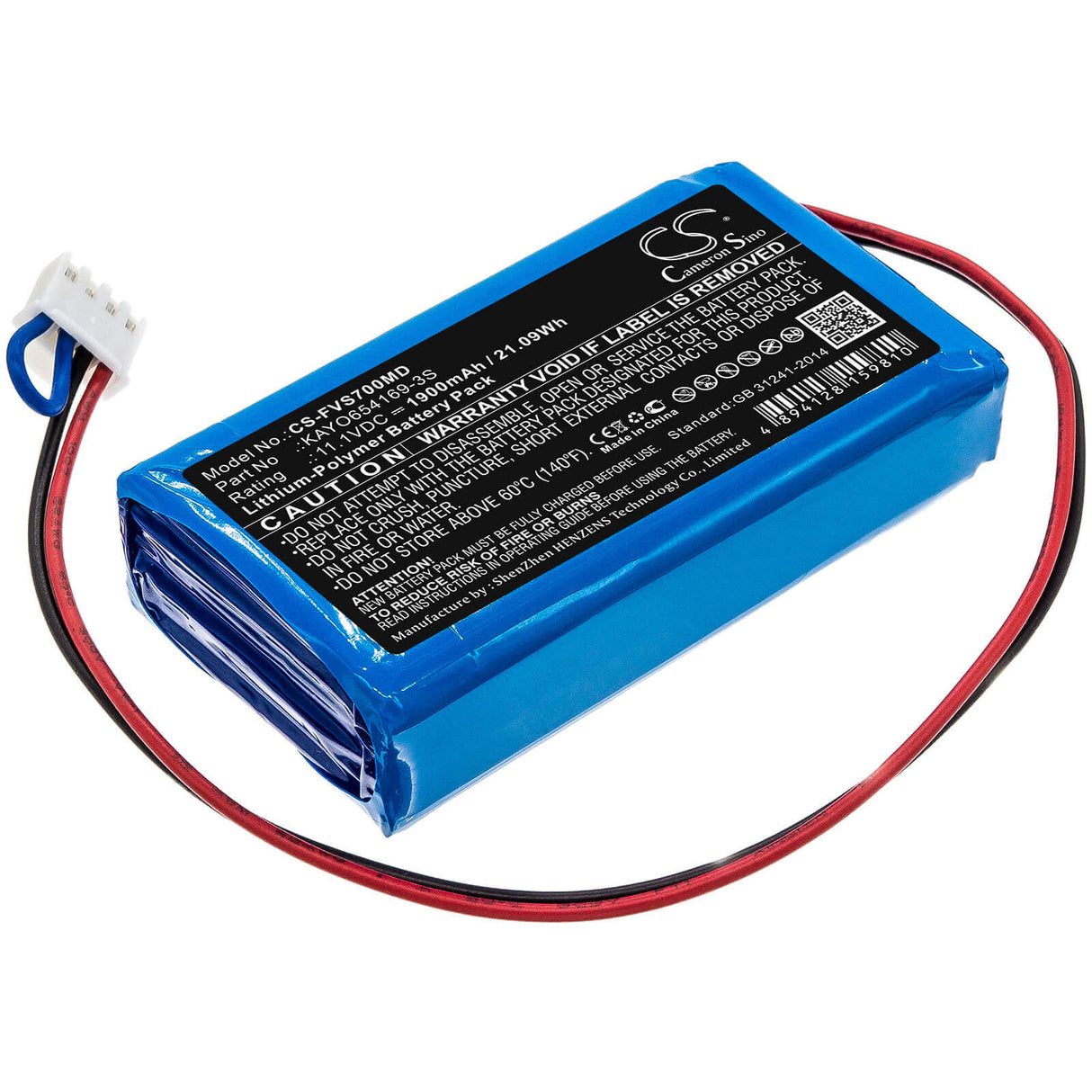11.1V, Li-Polymer, 1900mAh, Medical battery fits Fresenius, Kayo654169-3s, Sp7, Sp7 Syringe Pumps, 21.09Wh Medical Cameron Sino Technology Limited (Medical)
