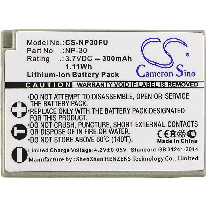 3.7V, Li-ion, 300mAh, Camera battery fits Fujifilm, Np-30, Finepix F440, Finepix F440 Zoom, 1.11Wh Camera Cameron Sino Technology Limited (Camera)
