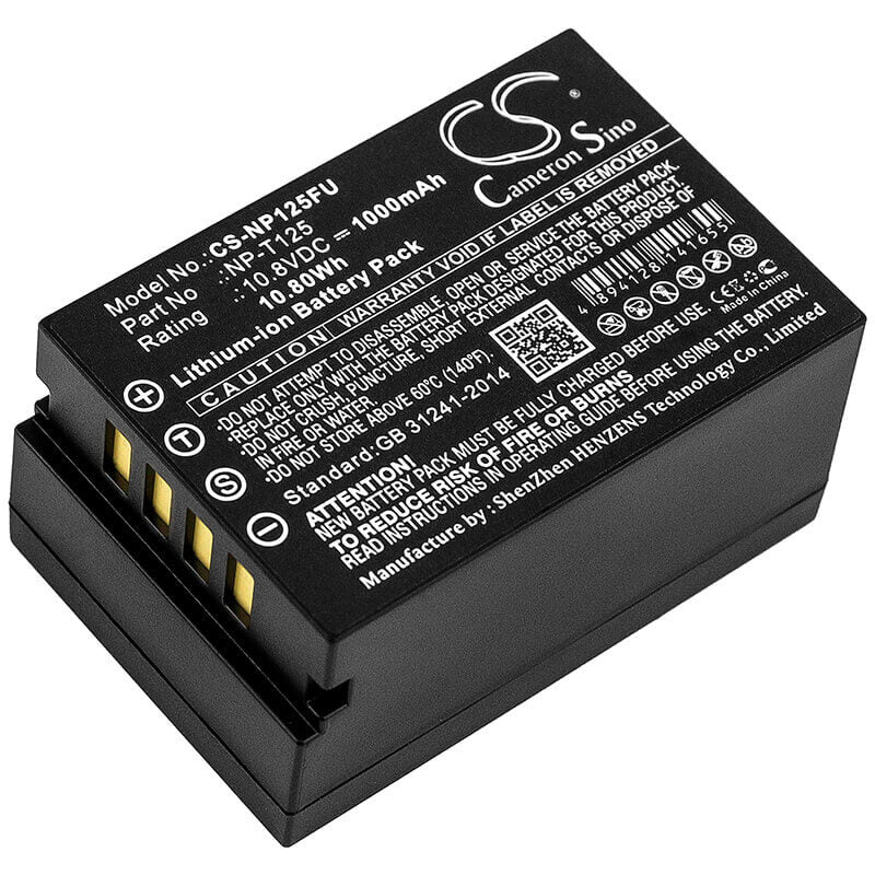 10.8V, Li-ion, 1000mAh, Camera battery fits Fujifilm, Np-t125, Gfx 50s, Medium Format Gfx, 10.8Wh Camera Cameron Sino Technology Limited (Camera)