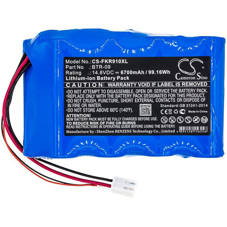 14.8V, Li-ion, 6700mAh, Equipment battery fits Fujikura, Btr-09, FSM-601S, Fsm-602s, 99.16Wh Equipment, Survey, Test Cameron Sino Technology Limited
