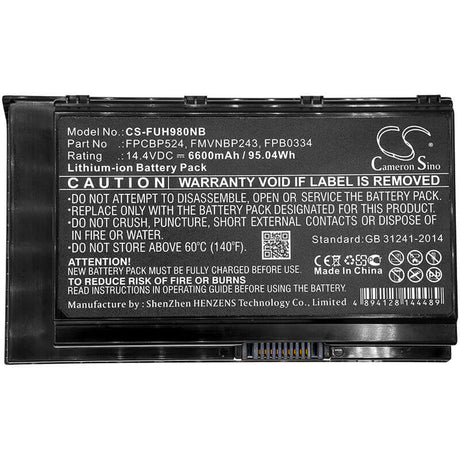 Battery For Fujit'su, Celsius H980, S26391-k461-v100 14.4v, 6600mah - 95.04wh Batteries for Electronics Cameron Sino Technology Limited (Suspended)
