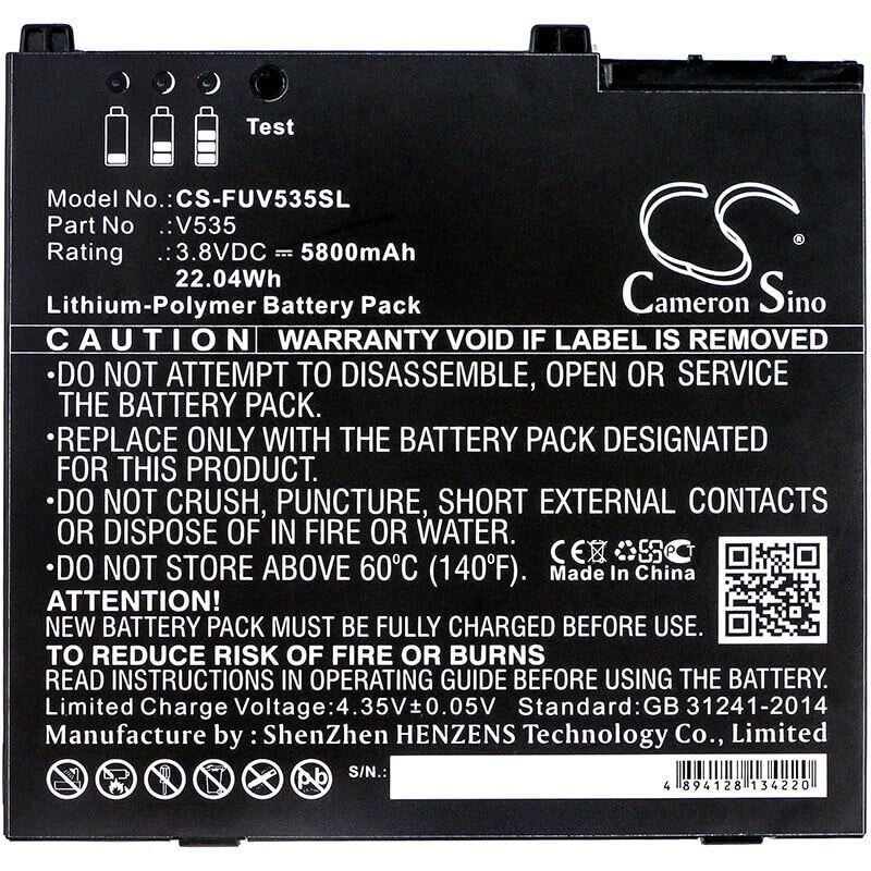 Battery For Fujit'su, Lifebook Stylistic V535 3.8v, 5800mah - 22.04wh Tablet Cameron Sino Technology Limited (Suspended)   