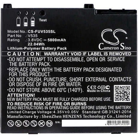 Battery For Fujit'su, Lifebook Stylistic V535 3.8v, 5800mah - 22.04wh Tablet Cameron Sino Technology Limited (Suspended)   