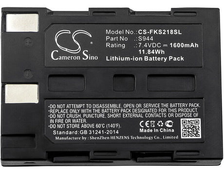 7.4V, Li-ion, 1600mAh, Equipment battery fits Sumitomo, Furukawa, Bu-6, S218, S218r, 11.84Wh Equipment, Survey, Test Cameron Sino Technology Limited