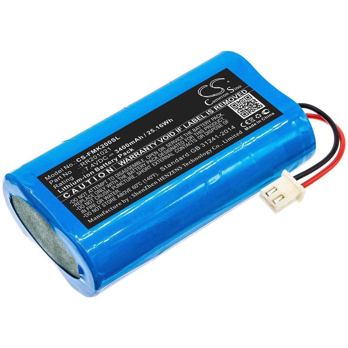7.4V, Li-ion, 3400mAh, Equipment battery fits Fusion, Rr201021, EasySplicer Infralan Splicer H, Infralan Splicer Hs 15o, 25.16Wh Equipment, Survey, Test Cameron Sino Technology Limited