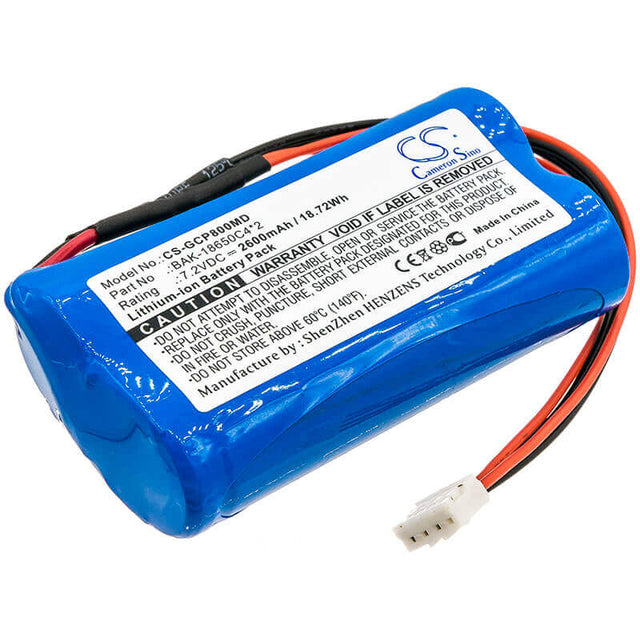 7.2V, Li-ion, 2600mAh, Medical battery fits G-care, Bak-18650c4*2, Sp-800, 18.72Wh Medical Cameron Sino Technology Limited (Medical)