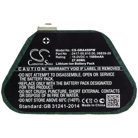 18.0V, Li-ion, 1500mAh, Gardening Tools battery fits Gardena, 08839-20, 02417-20, Accucut 400li, 27.00Wh Gardening Tools Cameron Sino Technology Limited (Power Tools)