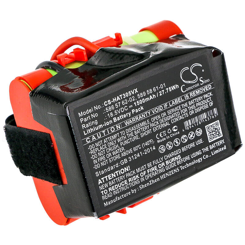 18.5V, Li-ion, 1500mAh, Lawn Mowers battery fits Gardena, Husqvarna, 586 57 62-02, Mcculloch Rob R600, R38li 2017, 27.75Wh Lawn Mowers Cameron Sino Technology Limited