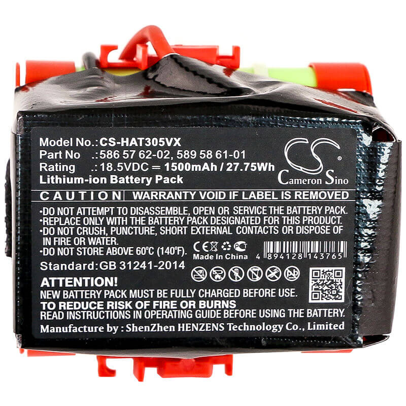 18.5V, Li-ion, 1500mAh, Lawn Mowers battery fits Gardena, Husqvarna, 586 57 62-02, Mcculloch Rob R600, R38li 2017, 27.75Wh Lawn Mowers Cameron Sino Technology Limited