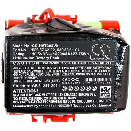18.5V, Li-ion, 1500mAh, Lawn Mowers battery fits Gardena, Husqvarna, 586 57 62-02, Mcculloch Rob R600, R38li 2017, 27.75Wh Lawn Mowers Cameron Sino Technology Limited