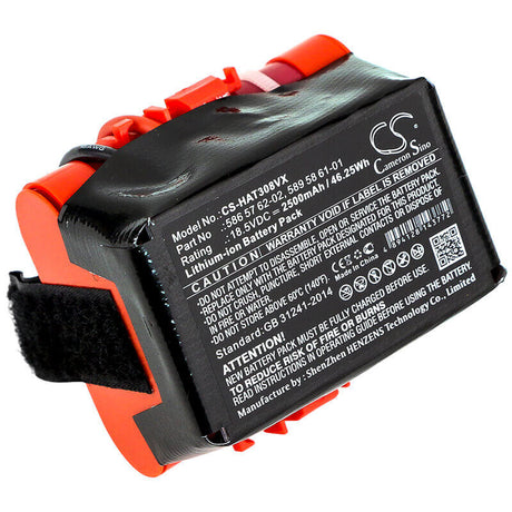18.5V, Li-ion, 2500mAh, Lawn Mowers battery fits Husqvarna, Gardena, 586 57 62-02, Mcculloch Rob R600, R38li 2017, 46.25Wh Lawn Mowers Cameron Sino Technology Limited