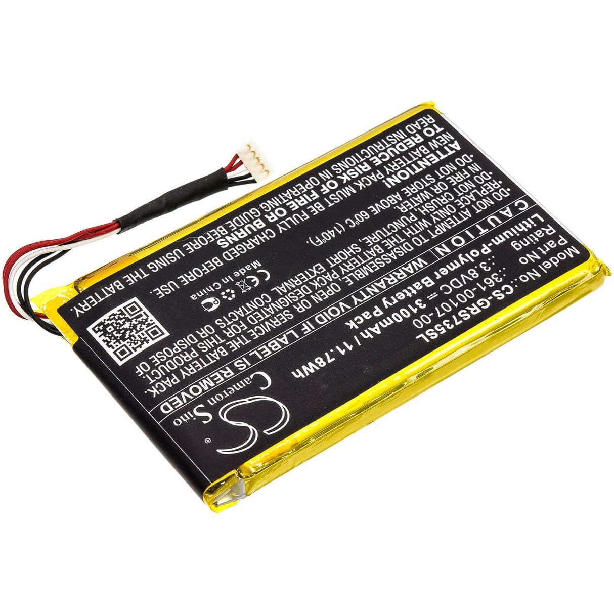 3.8V, Li-Polymer, 3100mAh, GPS battery fits Garmin, 361-00107-00, 010-01735-10, Explorer+, 11.78Wh GPS, Navigator Cameron Sino Technology Limited