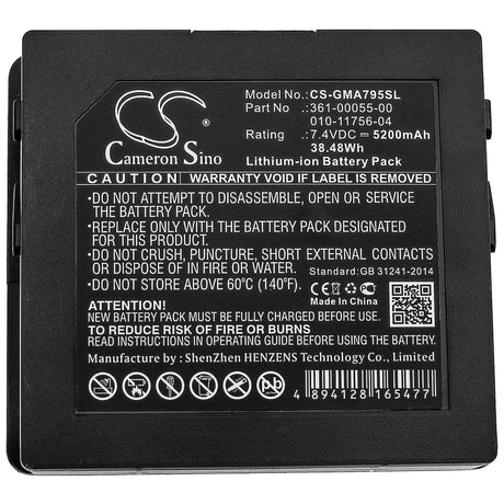 7.4V, Li-ion, 5200mAh, GPS battery fits Garmin, 010-11756-04, Aera 795, Aera 796, 38.48Wh GPS, Navigator Cameron Sino Technology Limited