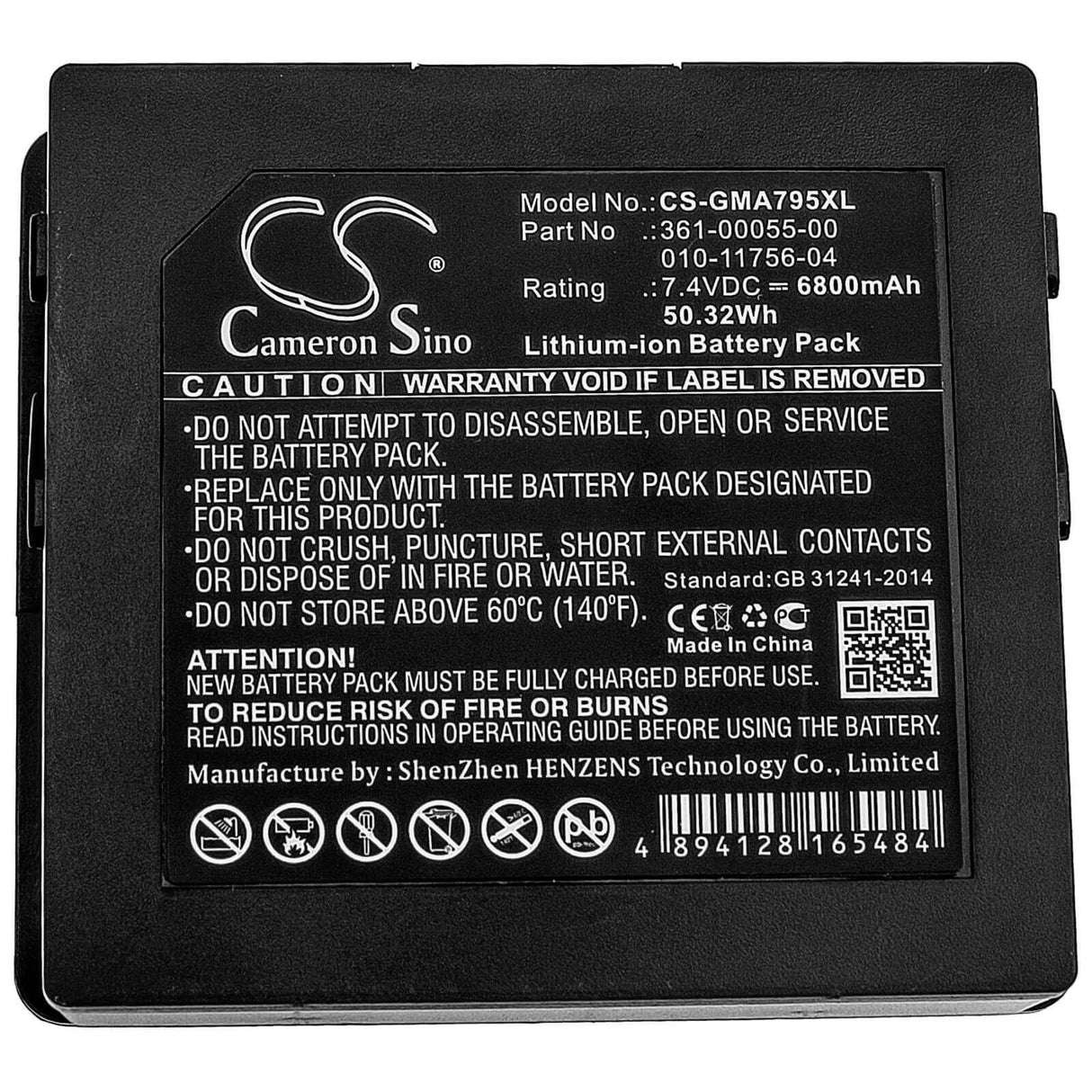 7.4V, Li-ion, 6800mAh, GPS battery fits Garmin, 010-11756-04, Aera 795, Aera 796, 50.32Wh GPS, Navigator Cameron Sino Technology Limited