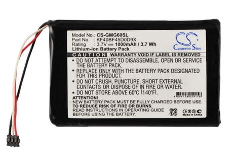 3.7V, Li-ion, 1000mAh, GPS battery fits Garmin, Kf40bf45d0d9x, Approach G6, 3.7Wh GPS, Navigator Cameron Sino Technology Limited