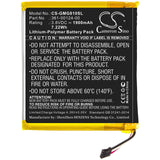 3.8V, Li-Polymer, 1900mAh, GPS battery fits Garmin, 361-00124-00, Approach G80, 7.22Wh GPS, Navigator Cameron Sino Technology Limited