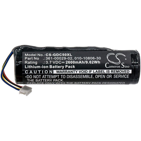 3.7V, Li-ion, 2600mAh, Dog Collar battery fits Garmin, 010-10806-30, Alpha, Alpha 100, 9.62Wh Dog Collar Cameron Sino Technology Limited