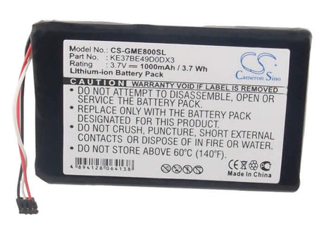 3.7V, Li-ion, 1000mAh, GPS battery fits Garmin, Ke37be49d0dx3, Edge 800, Edge 810, 3.7Wh GPS, Navigator Cameron Sino Technology Limited