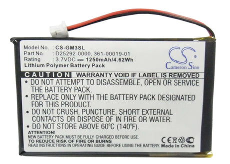 3.7V, Li-Polymer, 1250mAh, GPS battery fits Garmin, 361-00019-01, Ique M3, Ique M4, 4.63Wh GPS, Navigator Cameron Sino Technology Limited