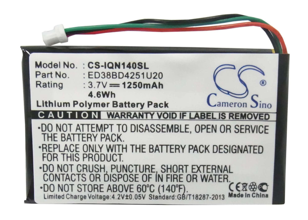 3.7V, Li-Polymer, 1250mAh, GPS battery fits Garmin, Ed38bd4251u20, Nuvi 1400, Nuvi 1450, 4.63Wh GPS, Navigator Cameron Sino Technology Limited