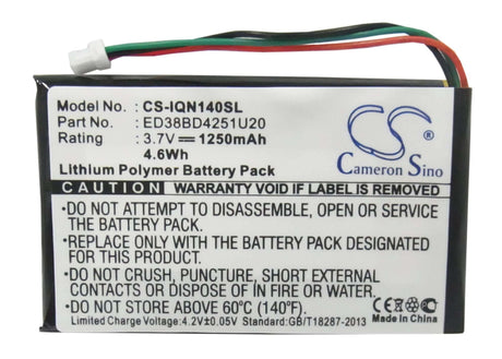 3.7V, Li-Polymer, 1250mAh, GPS battery fits Garmin, Ed38bd4251u20, Nuvi 1400, Nuvi 1450, 4.63Wh GPS, Navigator Cameron Sino Technology Limited