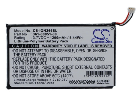 3.7V, Li-Polymer, 1200mAh, GPS battery fits Garmin, 361-00051-00, Nuvi 2460lmt, Nuvi 2595lm, 4.44Wh GPS, Navigator Cameron Sino Technology Limited
