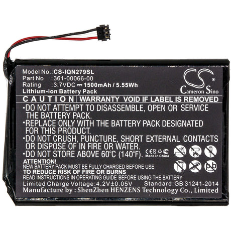 3.7V, Li-ion, 1500mAh, GPS battery fits Garmin, 361-00066-00, 2689lmt 6-inch, Dezl 760lmt, 5.55Wh GPS, Navigator Cameron Sino Technology Limited