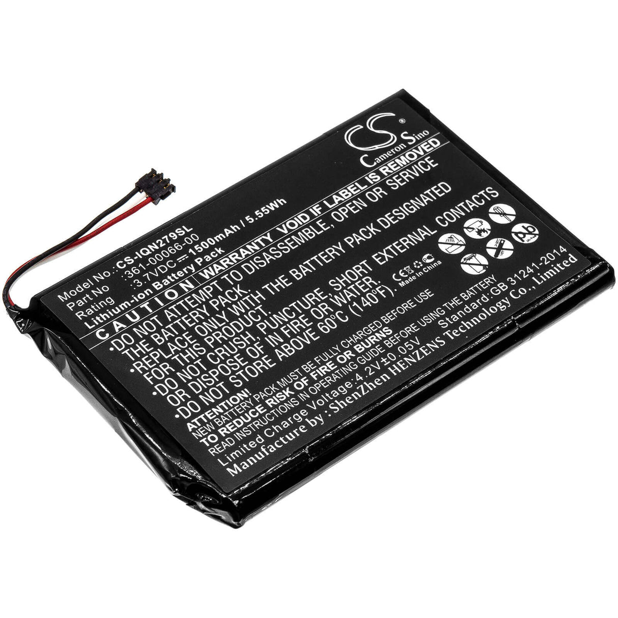 3.7V, Li-ion, 1500mAh, GPS battery fits Garmin, 361-00066-00, 2689lmt 6-inch, Dezl 760lmt, 5.55Wh GPS, Navigator Cameron Sino Technology Limited
