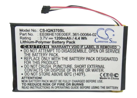 3.7V, Li-Polymer, 1200mAh, GPS battery fits Garmin, 361-00046-02, Nuvi 3700, Nuvi 3760, 4.44Wh GPS, Navigator Cameron Sino Technology Limited