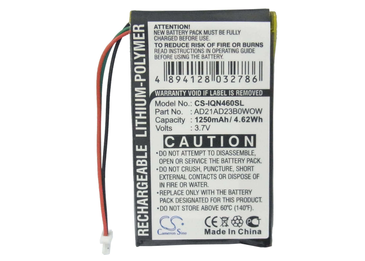 3.7V, Li-Polymer, 1250mAh, GPS battery fits Garmin, Ad21ad23b0wow, Nuvi 465, Nuvi 465ltm, 4.63Wh GPS, Navigator Cameron Sino Technology Limited
