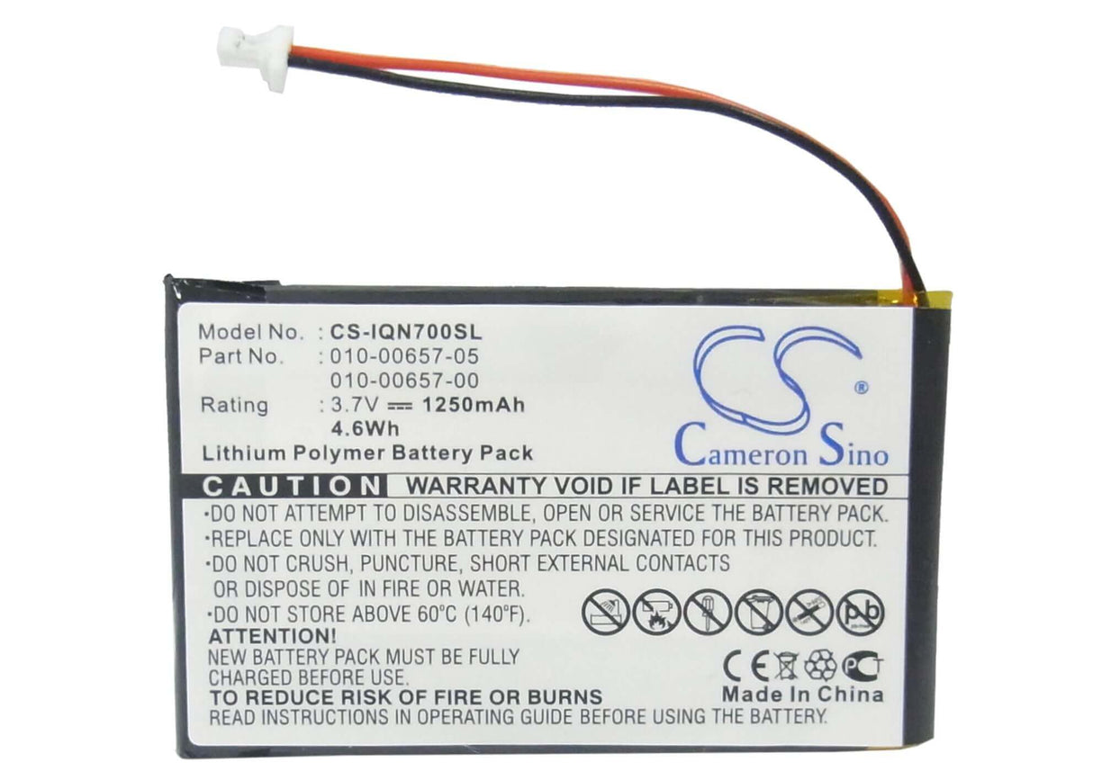 3.7V, Li-Polymer, 1250mAh, GPS battery fits Garmin, 010-00657-00, Nuvi 700 ( 2 Wires ), 4.63Wh GPS, Navigator Cameron Sino Technology Limited