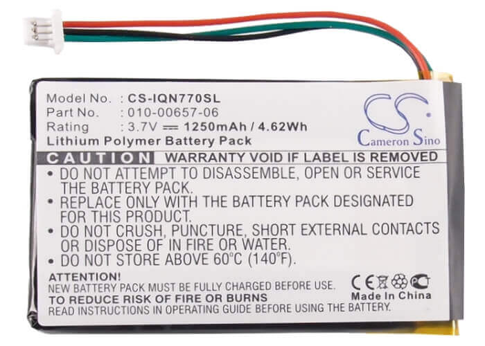3.7V, Li-Polymer, 1250mAh, batterie GPS compatible Garmin, 010-00657-06, Nuvi 770, Nuvi 770t, 4.63Wh GPS, Navigator Cameron Sino Technology Limited