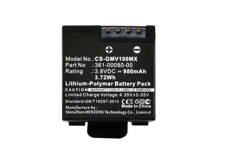 3.8V, Li-Polymer, 980mAh, Camera battery fits Garmin, 010-12256-01, Virb X, Virb X Compact, 3.724Wh Camera Cameron Sino Technology Limited (Camera)