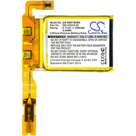 3.7V, Li-Polymer, 150mAh, Smartwatch battery fits Garmin, 360-00033-00, Vivoactive, 0.56Wh Smartwatch Cameron Sino Technology Limited