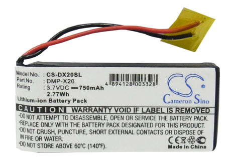 3.7V, Li-ion, 750mAh, Media Player battery fits Gateway, Dmp-x20, Dmp-x20 Mp3 Player, 2.78Wh Media Player Cameron Sino Technology Limited