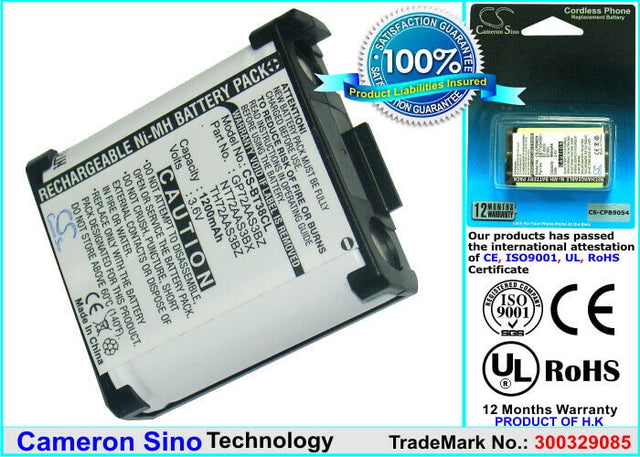 3.6V, Ni-MH, 1200mAh, Cordless Phone battery fits Radio Shack, 2595081, 2-900sst, 4.32Wh Cordless Phone Cameron Sino Technology Limited (Suspended)