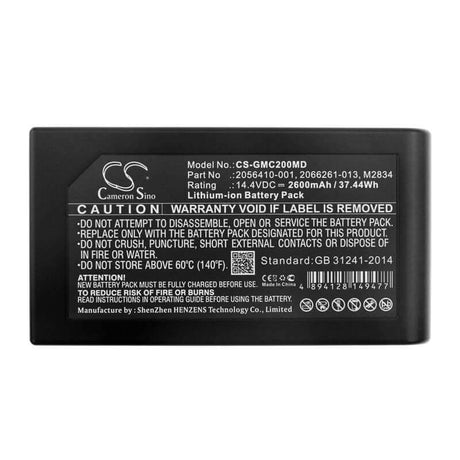 14.4V, Li-ion, 2600mAh, Medical battery fits Ge, 2056410-001, Ekg Recorder Mac 2000, Mac 2000, 37.44Wh Medical Cameron Sino Technology Limited (Medical)